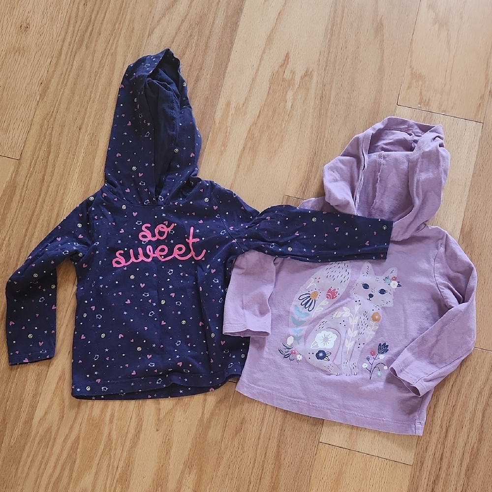 Carter's Dark Blue and Light Purple Kids' Long Sleeves Tees With Hood 24-months